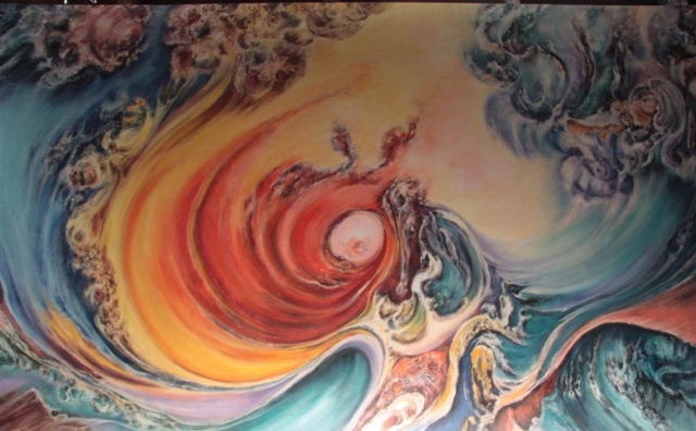 Kosmičko kretanje 210x350 ulje na platnu 1998